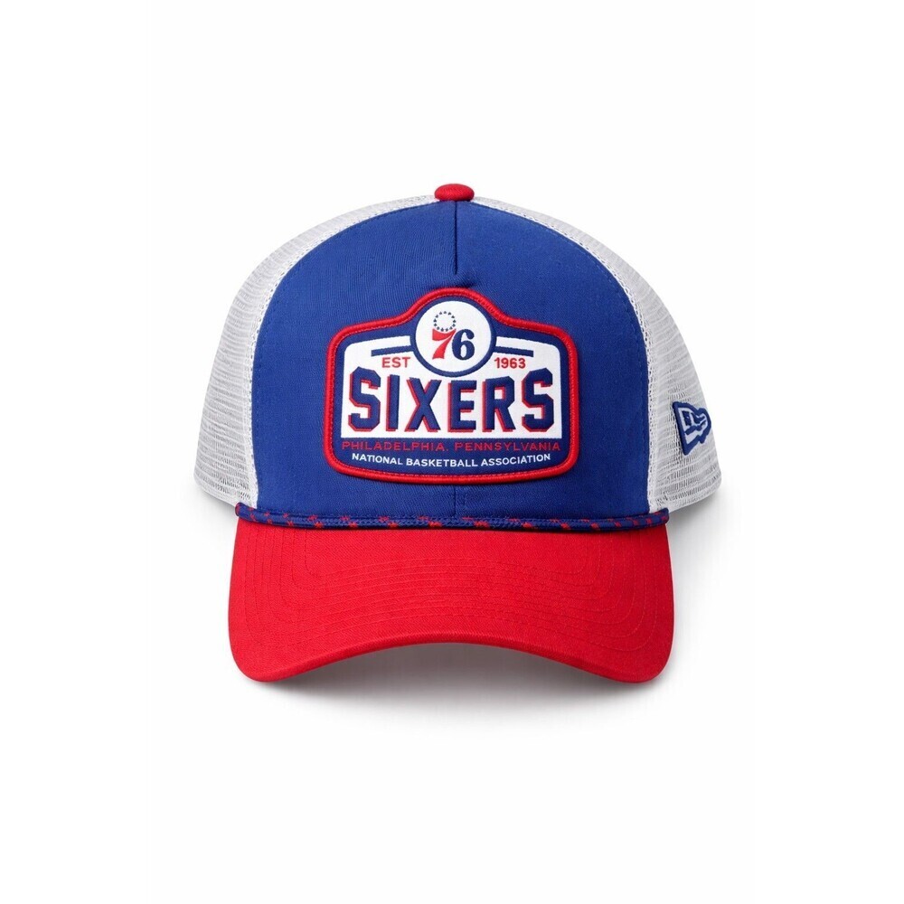New Era Philadelphia 76ers Trucker Hat Snapback Mesh Cap NBA Red Blue OSFM